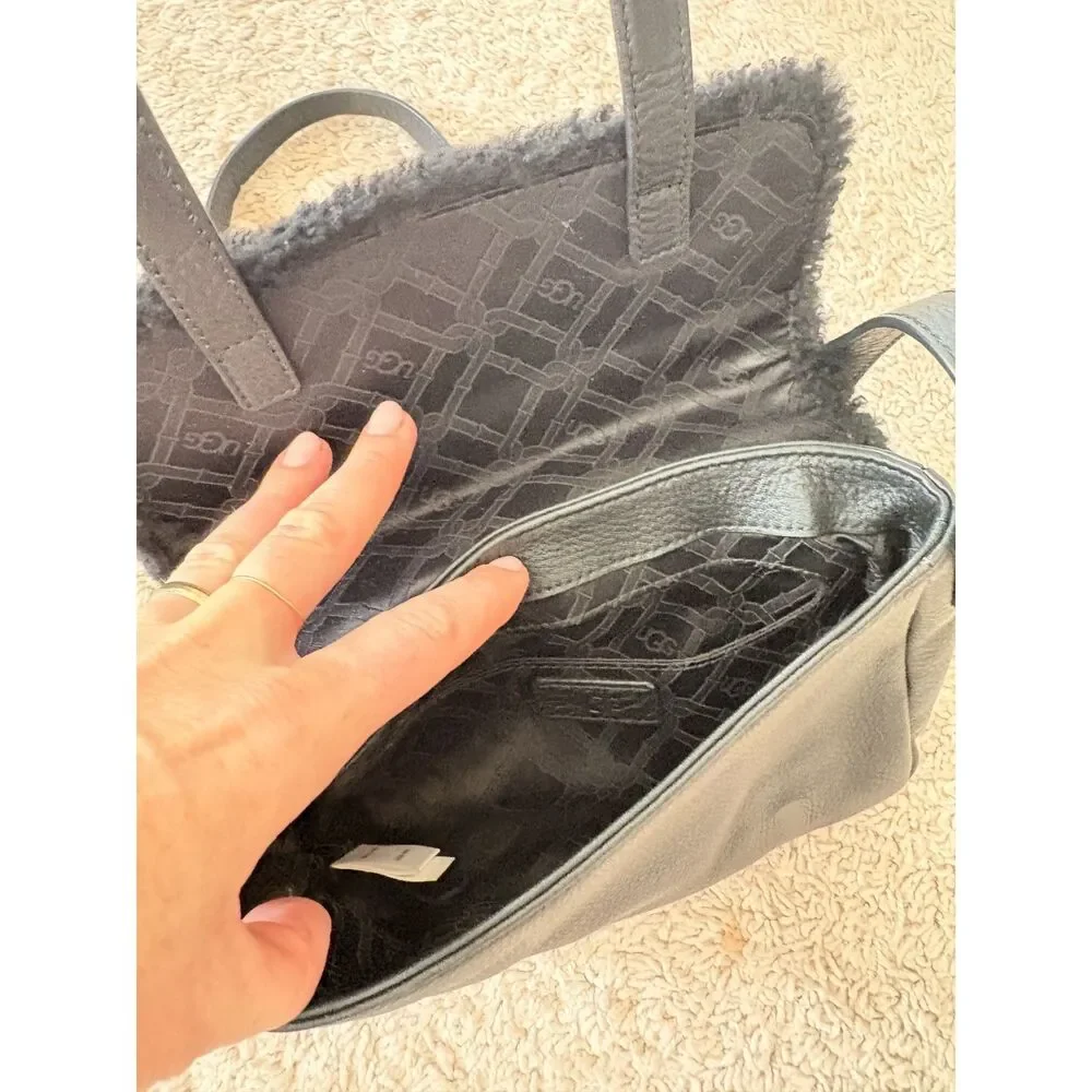 UGG Bia Mini School Bag Black Leather Crossbody